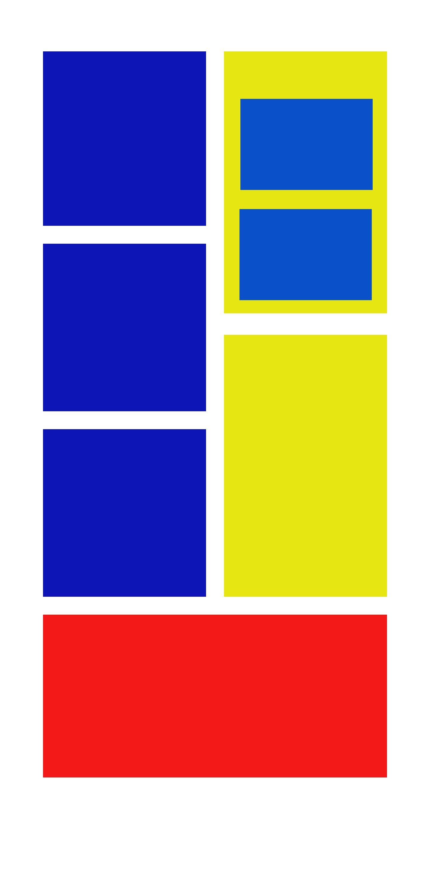 yellow, blue, red and squares