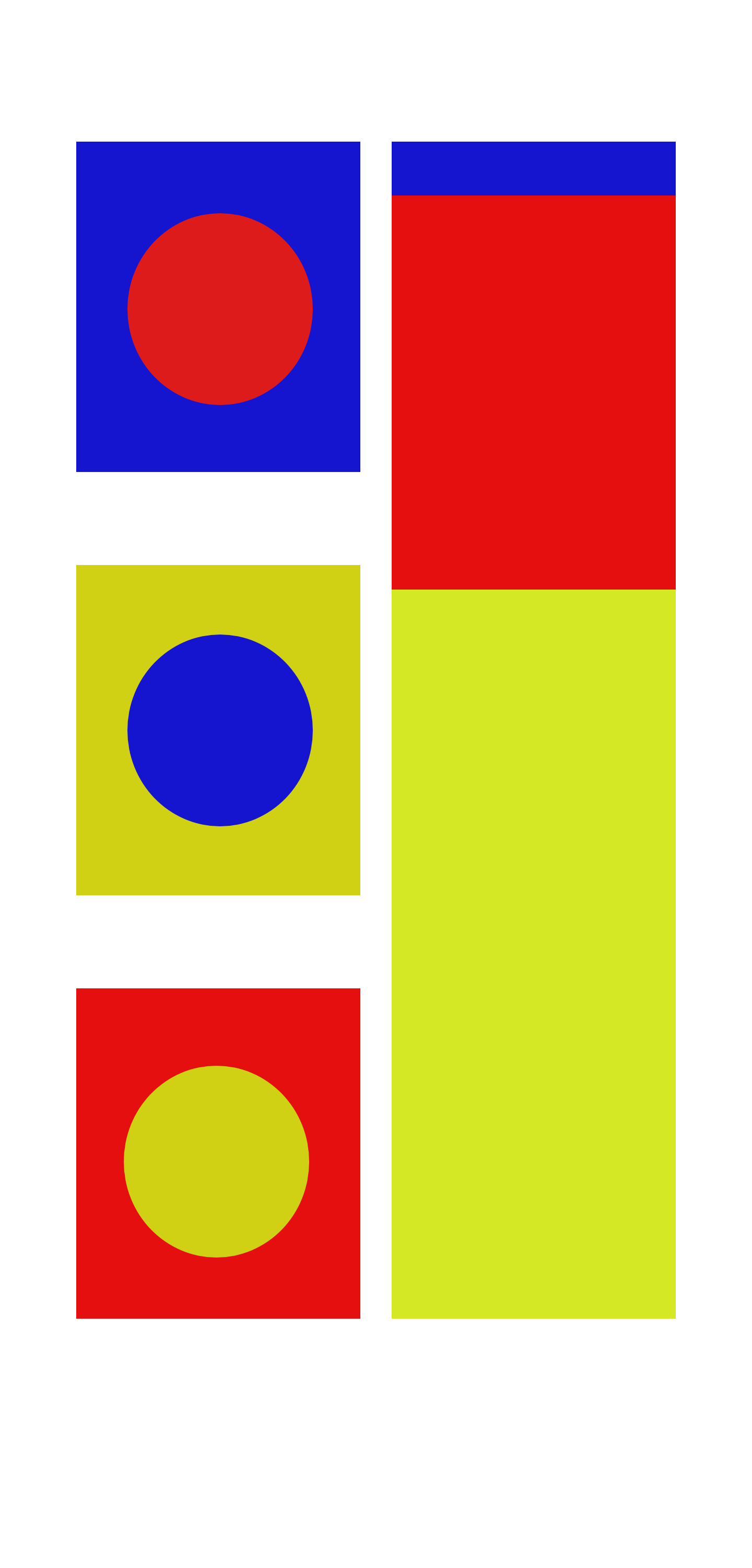 yellow, blue, red and circles and rectangles